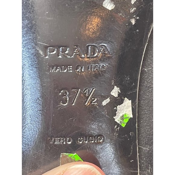 Prada Black Suede Round Toe Kitten Heel Size EU 37.5/US 7 - Picture 6 of 9